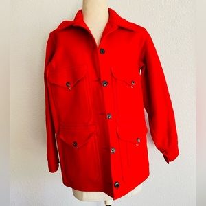 Filson Womens Vintage Scarlet Red Virgin Wool Jacket Coat Mackinaw Size 10